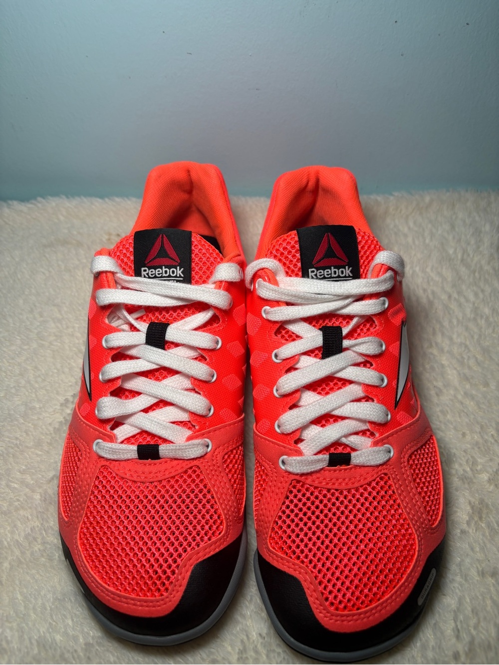 Reebok CrossFit women Neon Orange Mesh Sneakers with White Laces